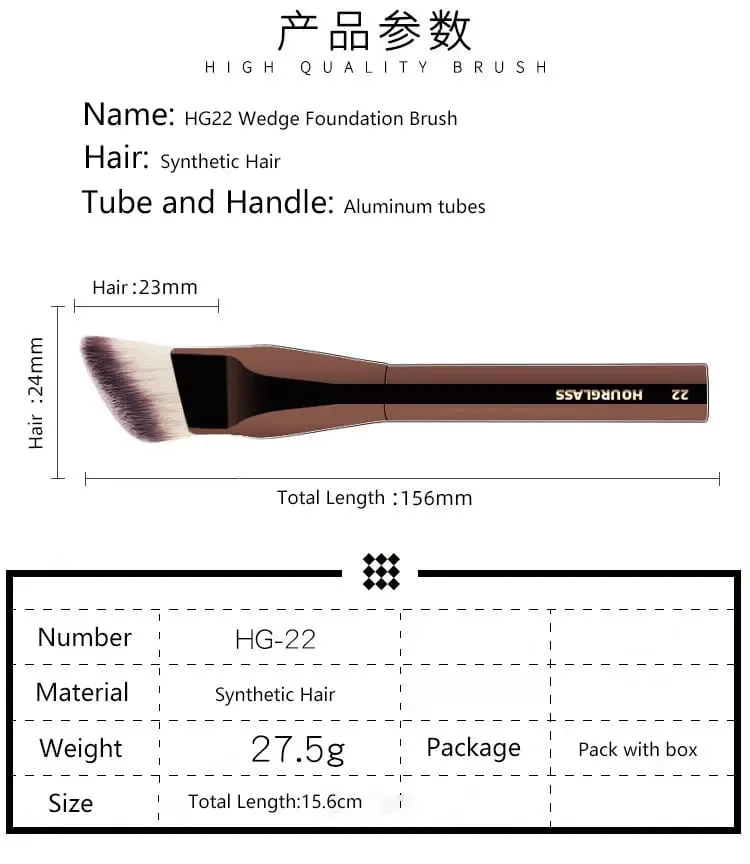 1pc #22 Smooth Edge All Over Foundation Makeup Brush Wedge Liquid Foundation Make Up Brush Face Base Metal Handle with box — image 5