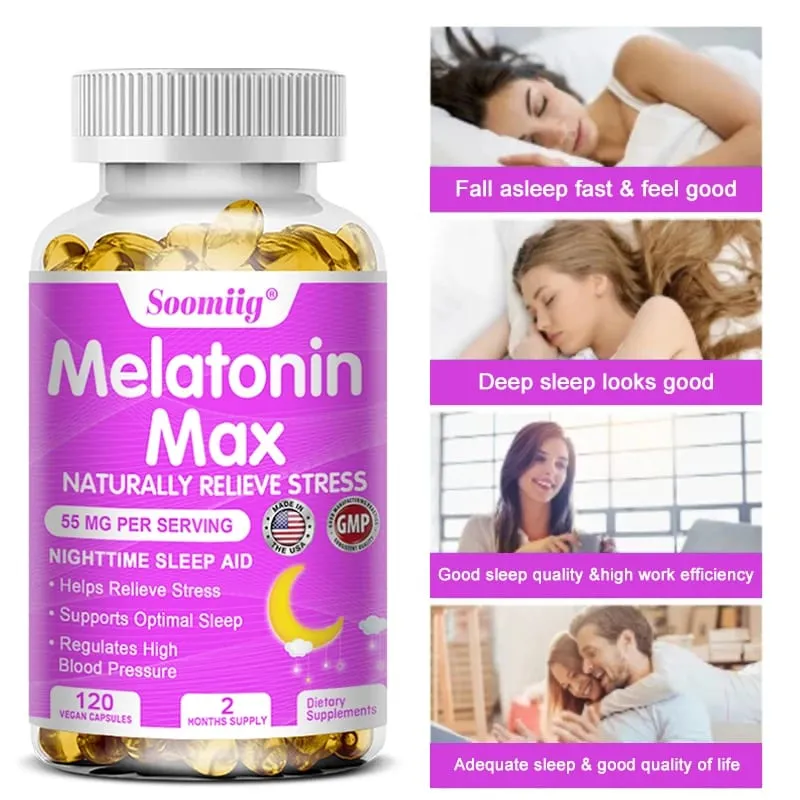 Melatonin 55mg - with MSM Zinc Vitamin D3 & B6 Fall Asleep Faster Stay Asleep Longer Easy To Take Vegan Non-GMO Supplement