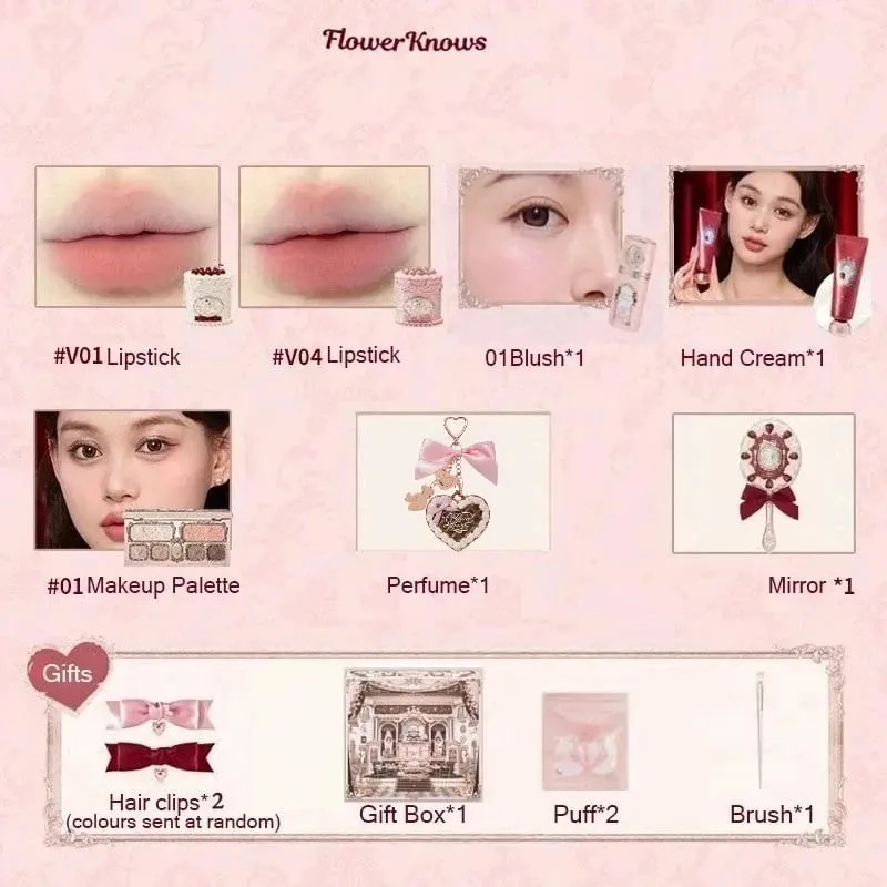 Flower Know Strawberry Cupid Box Collection Make Up Sets Cosmetics Full Set Palette Pressed Powder Blush Lipstick Mystery Box