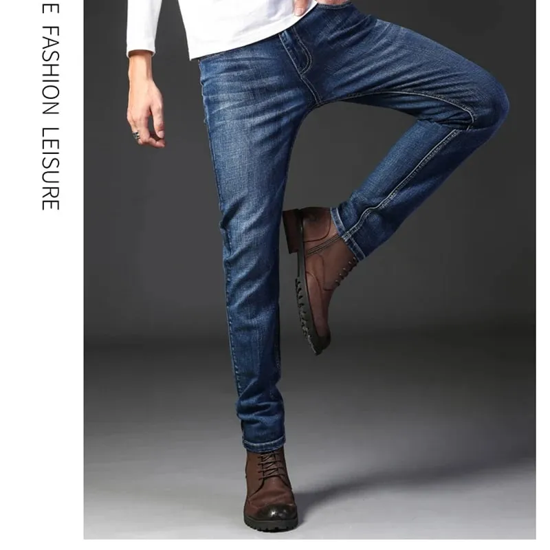Men's New Korean Version Is Soft And Comfortable Stretch Regular Fit Jeans Fashion Casual Cotton Business Black Denim Pants — image 7