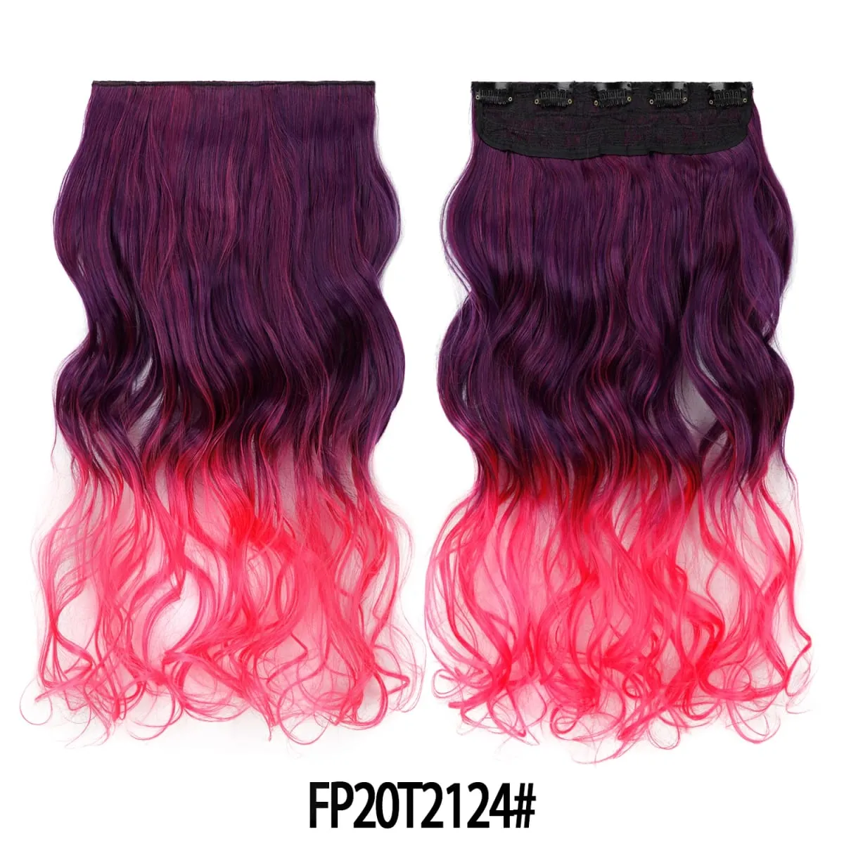 Jeedou One Piece 5 Clips Wavy Ombre Clip In Hair Extensions Long Water Wave Συνθετικά Σγουρά Μαλλιά Κομμάτι Rainbow Χρωματιστά Μαλλιά — image 23