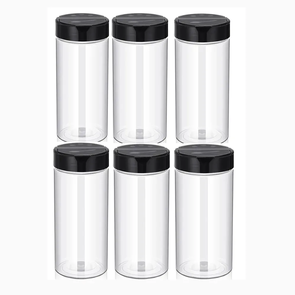 400ml プラスチック透明スパイス缶 シェーカー蓋付き調味料容器 キッチンやバーベキュー用