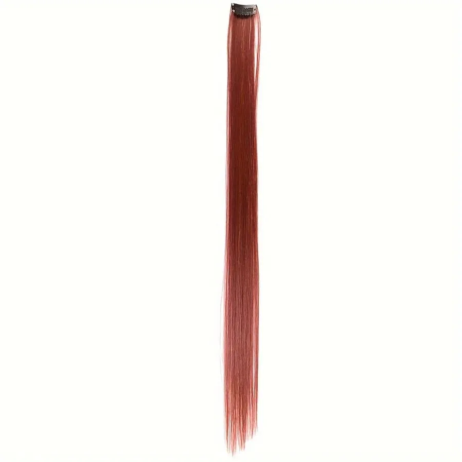 Clip in Hair Extensions 22 Inch Colored Hair Extensions Party Highlights Long Straight Synthetic Hairpieces for Women Kids Girl — image 10