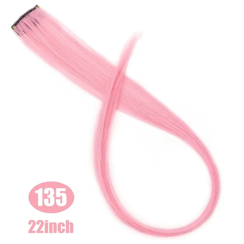 Lupu Synthetic Long Straight Rainbow Highlight Colored Hair Extensions Clip In Fake Hair Pieces For Women Heat Resistant — image 48