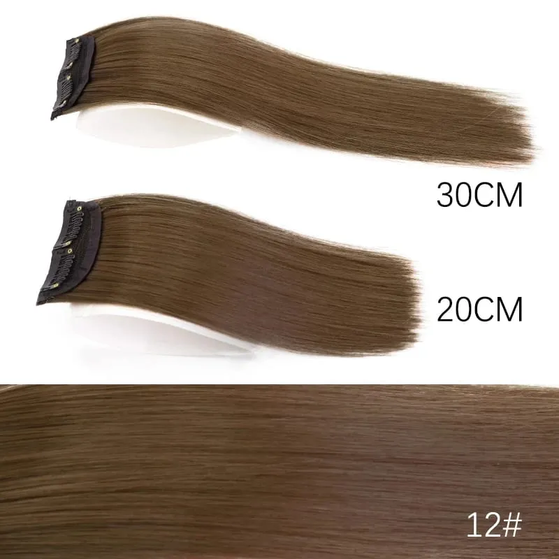 합성 20cm/30cm 보이지 않는 스트레이트 패드 클립 원피스 헤어 익스텐션 탑 사이드 커버 여성용 털이 헤어 피스 — image 13