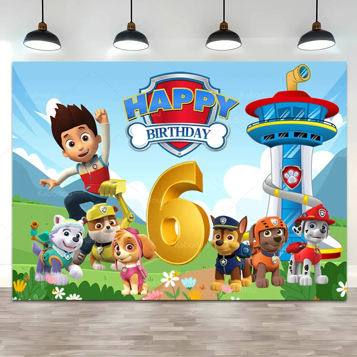 Custom Kids Name Age Paw Patrol Backdrop Boy 1st 2nd 3rd Birthday Party Background Decor Puppy Banner Poster Photo Studio — image 6