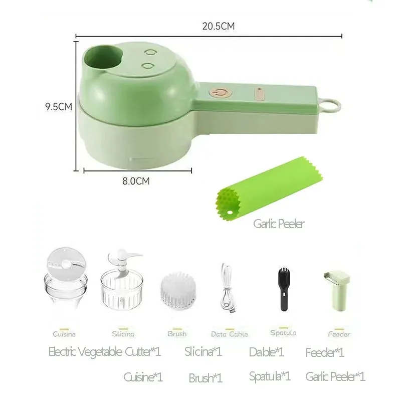 4 In 1 Vegetable Cutter Multifunctional Handheld Electric Wireless Chop Garlic Mash Minced Slice Onion Cutting Cooking Gadget — image 14