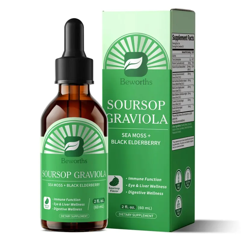 Natural Soursop Graviola Extract Drop Support Immunity and Digestive Health Detox & Cleansing Gluten-Free SUGAR FREE