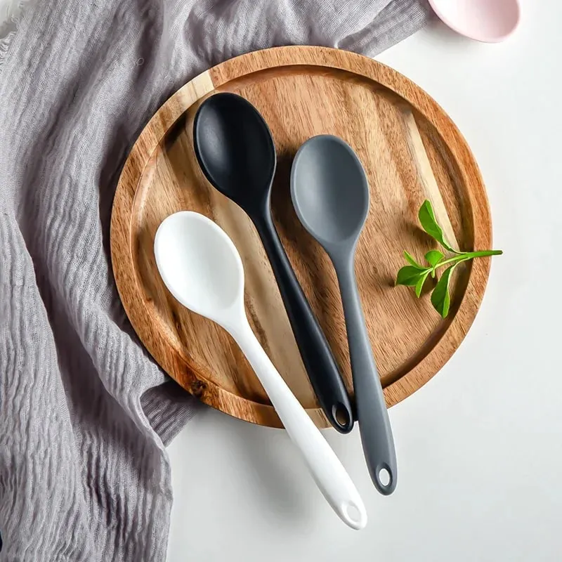 3pcs Silicone Spoon Mixing Soup Spoons Kitchen Mixing Ladle Cooking Utensils Kitchenware Tool for Stirring and Serving — image 2