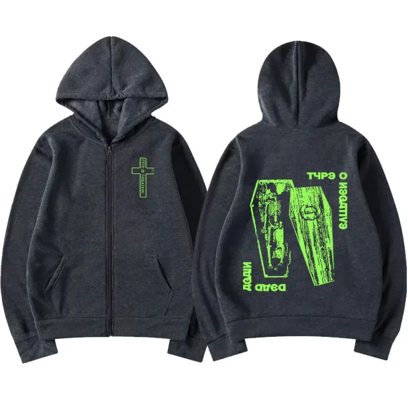 Type O Negative Dead Again Zip Up Hoodies Gothic Metal Rock Band Zipper Sweatshirt Men Women Clothing Jacket Hoody Streetwear — image 8