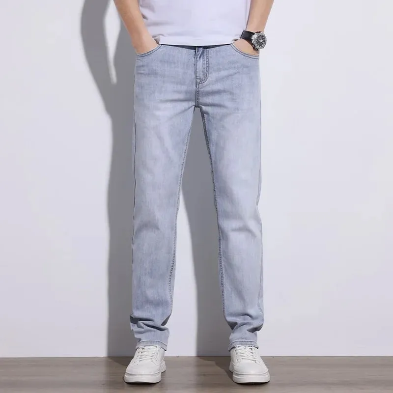 Men's Jeans Stretch Slim Regular Fit Gray Light Blue Dark Blue Jeans For Men Denim Pants Causal Streetwear Mens Clothing