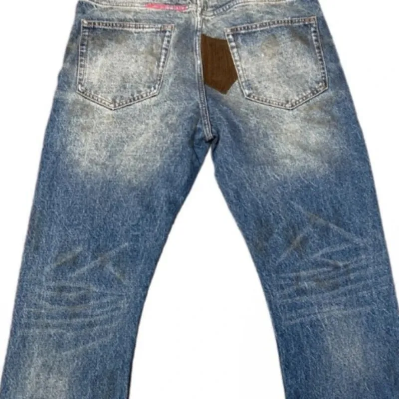 Seluar Jeans Flared Lelaki Harajuku Vintage Dibasuh Denim Seluar Patchwork Korduroi Slim Fit Kasual Streetwear Uniseks Musim Bunga Baru — image 6