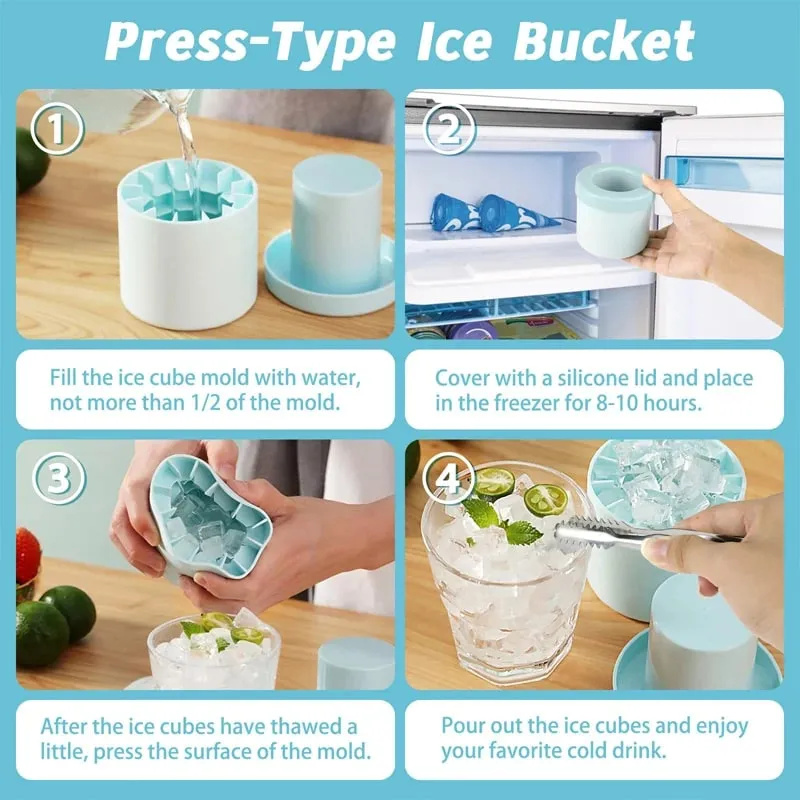 New Ice Bucket Silicone Round Cylinder Ice Cube Mold With Lid Ice Mould Homemade DIY Refrigerator Freeze Creative Ice Cube Molds — image 3