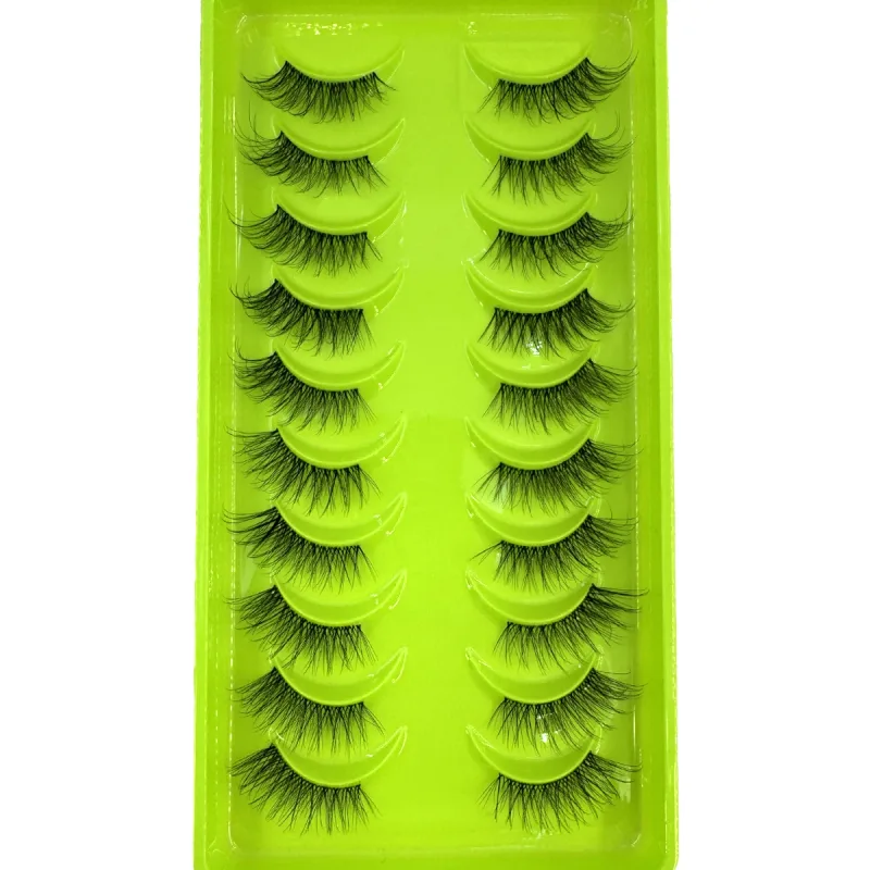 Černé řasy 10 polovičních řas Soft Natural Cat Eye Lashes Makeup Tool Prodlužovací nástroj Fluffy Faux Cils sezona návratu do školy — image 21