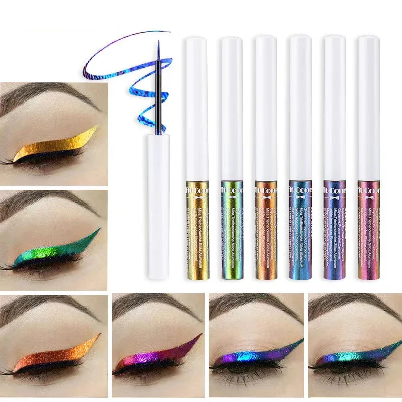 6 Colors Golden Chameleon Liquid Eyeliner Set Waterproof Long Lasting Diamond Glitter Metallic Eye Liner Shiny Makeup Cosmetics