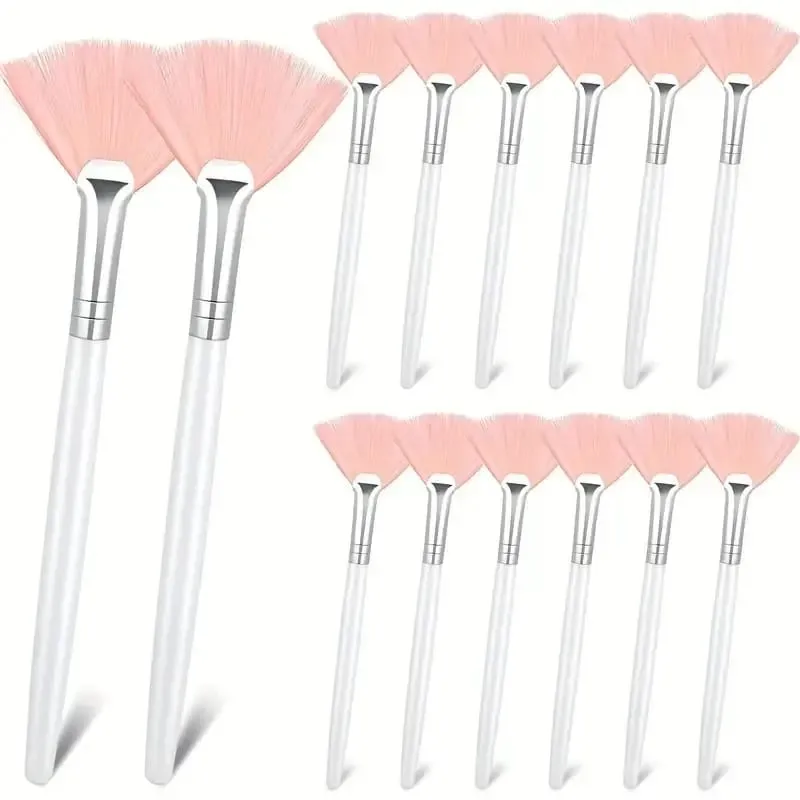 3/6/12pcs Fan Brush Facial Mask Brushes Multi Use Soft Fan Face Makeup Brush Acid Applicator for Women Girls Cleansing Tools