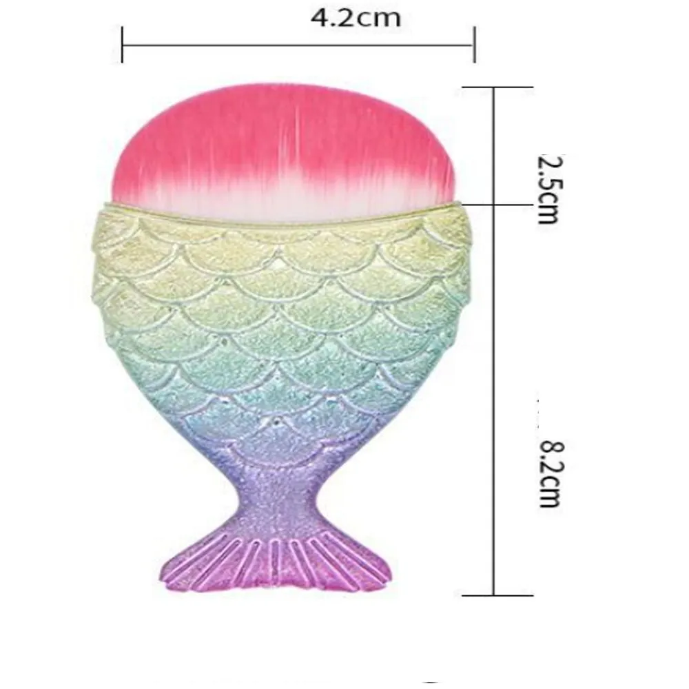 Mermaid Blush Powder Brush Fish Tail Shape Nail Brush Cosmetic Brushes Soft Colorful Cosmetic Brush Manicure Tool Nail Brush — image 4