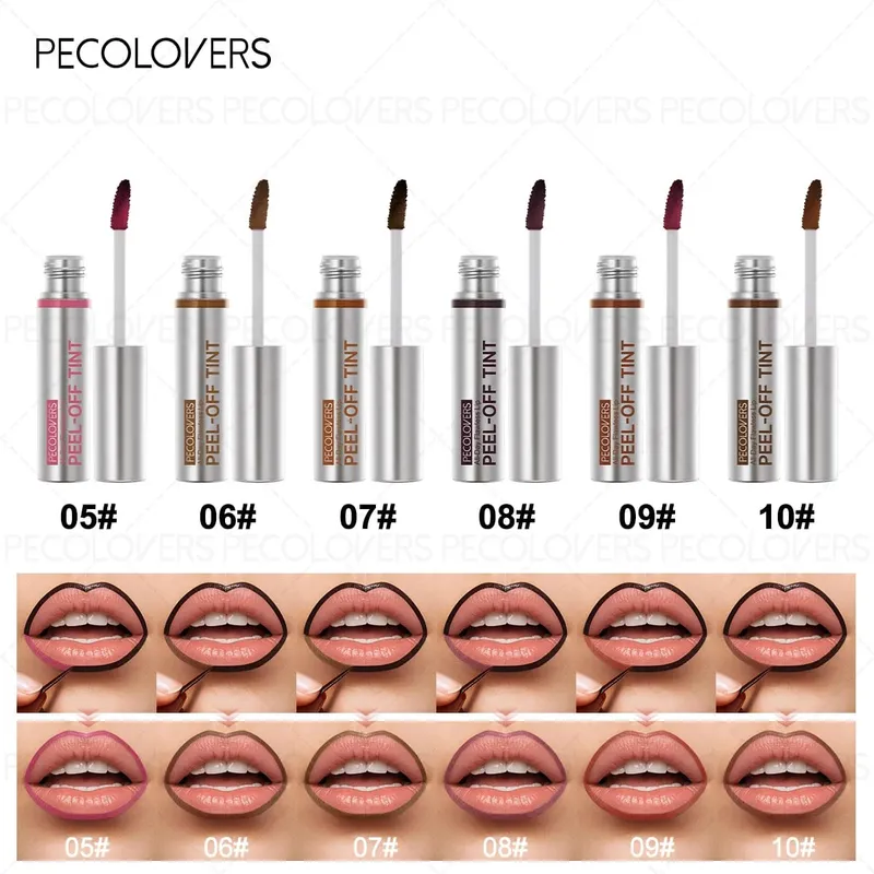 7PCS Peel Off Lip Tint Mask Liquid Lipstick Tear-Off Long-Lasting Waterproof Non-Stick Cup Matte Finish Resistant Lip Stain