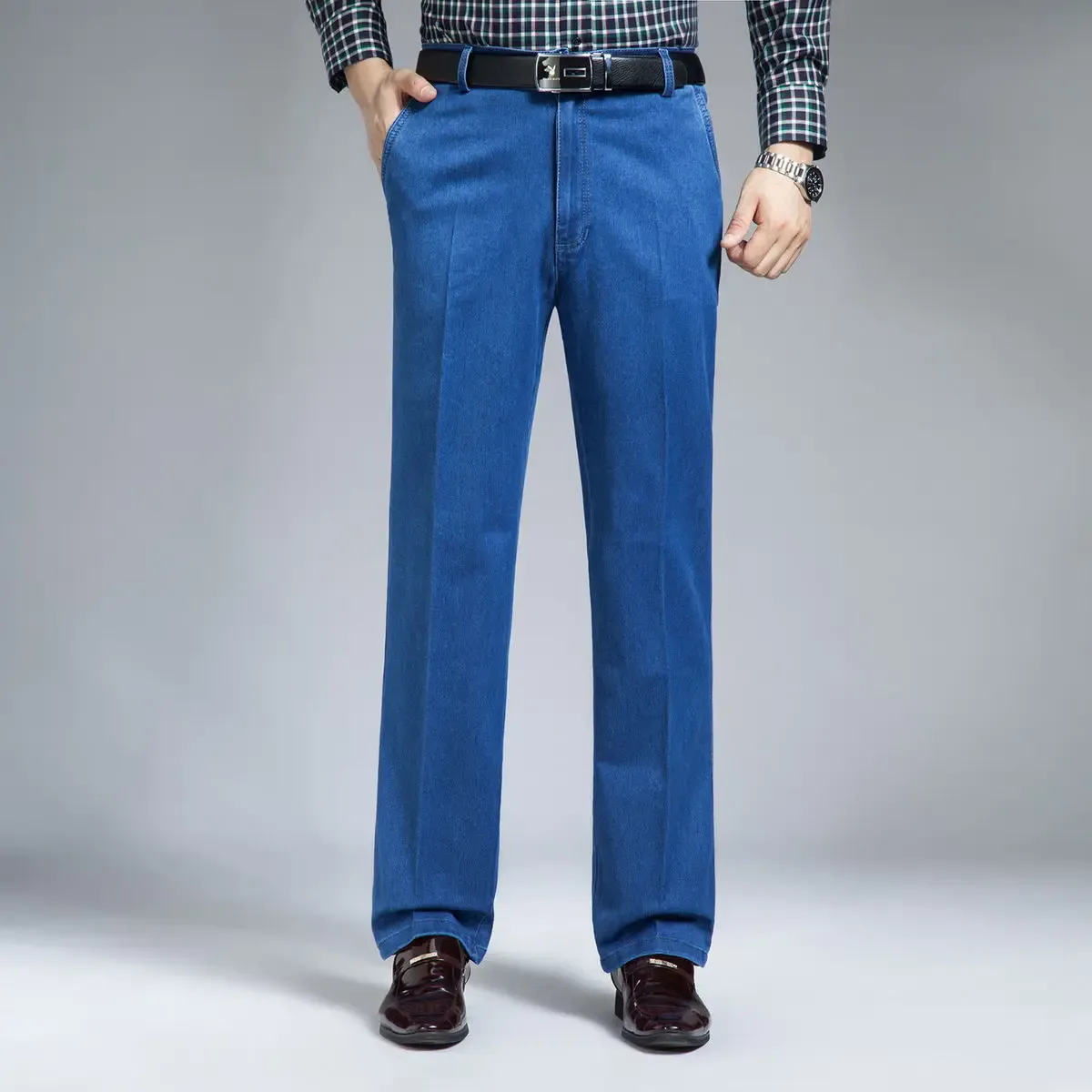 Spring and Summer Middle-aged Jeans High-end Elastic Loose High-waisted Jeans Male Dad Pants Business Jeans — image 3