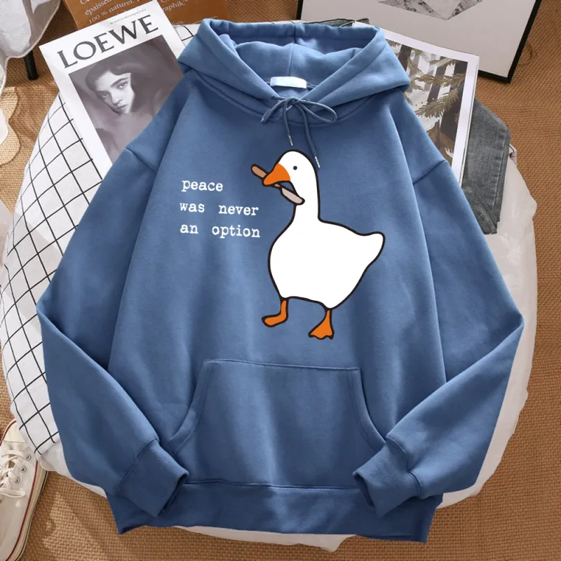 Peace Was Never An Option Printed Hoosie Men Street Oversize Autumn Hooded Hipster Soft Hoodies Hip Hop Warm Sportswears