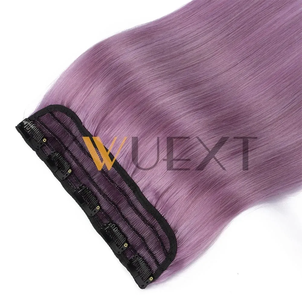Light Weight Clip in Human Hair One Piece Fancy Colors 9 inches Width with 5 Clips Natural Straight Clip in Hairpiece 12''-20''