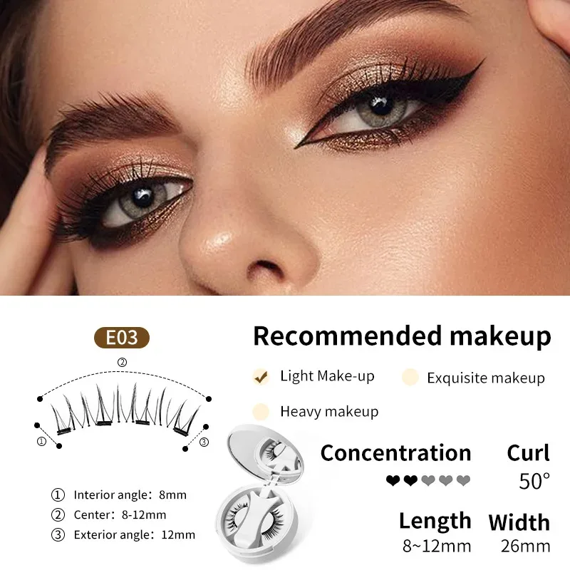 Brown Magnetic False Eyelashes Natural Soft Light Weight Eye Makeup Set With Applicater One-Piece Box Easy To Carry Eyelash Tool — image 7