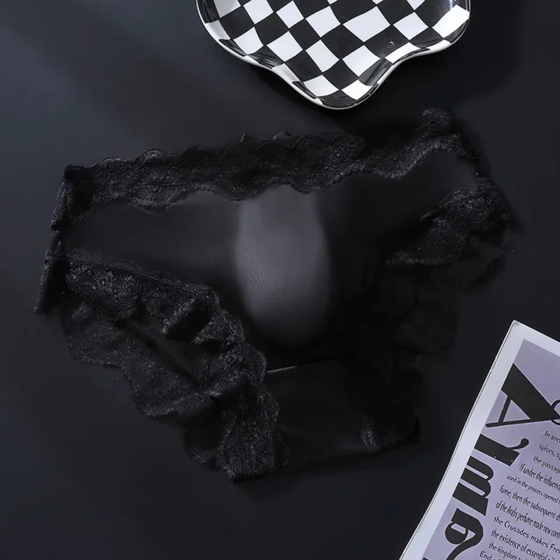ผู้ชายสามเหลี่ยมกางเกงลูกไม้ Trim ผีเสื้อดอกไม้รูปแบบบาง Super สบาย U Bulge POUCH Breathable โปร่งใส Underwe — image 6