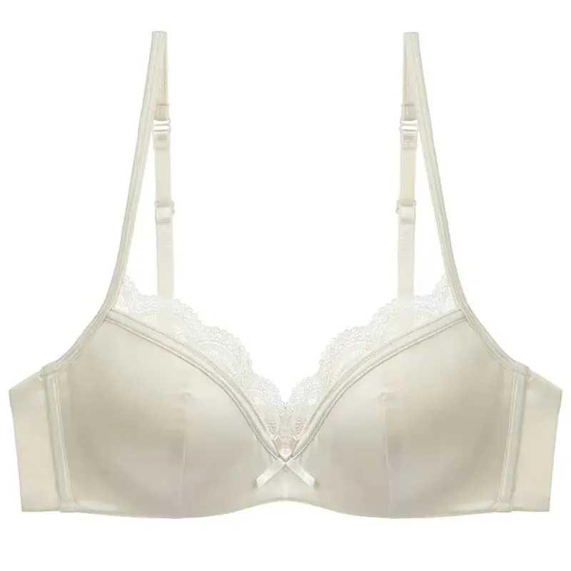 French Lace Underwear Female Breathable Thin Section Adjustable Anti-Sagging Comfortable Sex Lace Small Breasts Gathered Bra