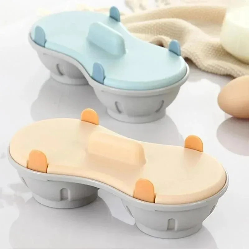 Microwave Egg Poacher Efficient Microwave Double Egg Poacher Cook Poached Eggs with Detachable Drain Basket Heat for Kitchen