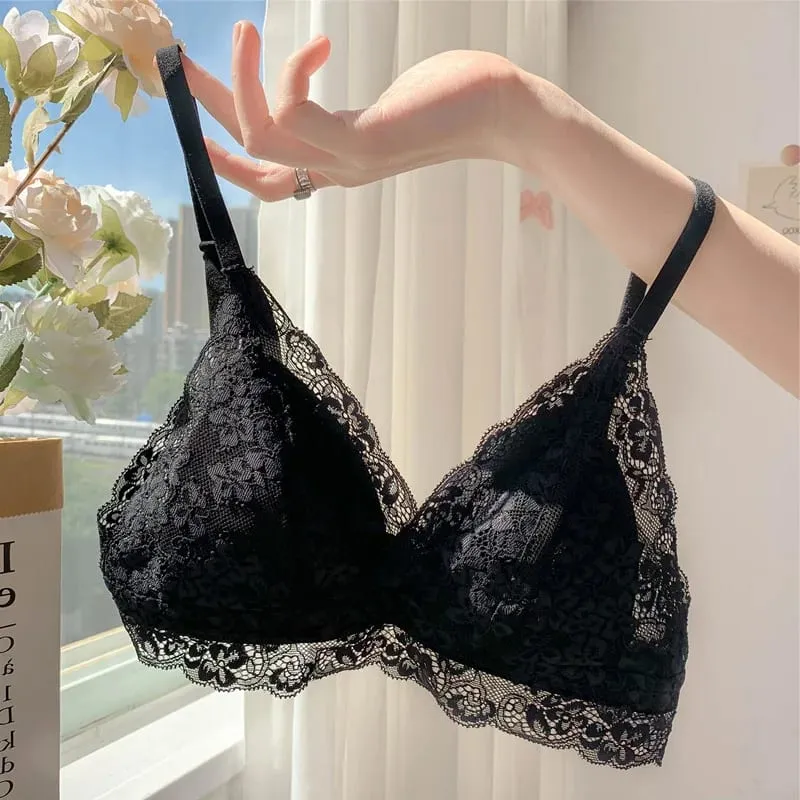 French Summer Bralette - Wireless Push-Up Bra for Small Chest Ultra-Thin Triangle Cups & Sexy Lingerie Set & Sexy Tushy — image 1