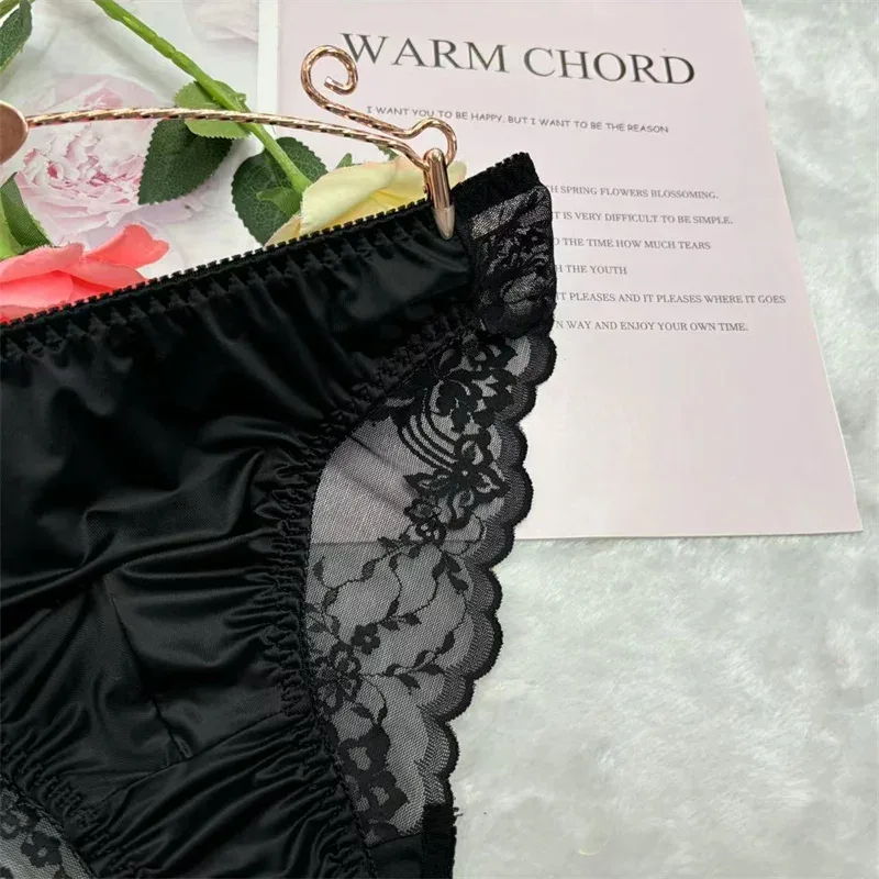 Herren Sissy-Höschen, Bikini-Slip, Dessous, Spitzenbesatz, Sissy-Unterwäsche, schwuler männlicher Crossdress-Unterhose, sexy Unterwäsche für Männer — image 2