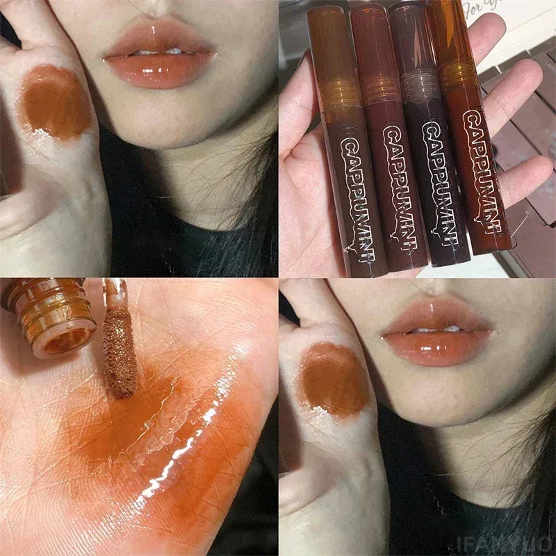 Mirror Watery Chocolate Lip Gloss Long Lasting Moisturizing Crystal Jelly Lip Tint Lipstick Nature Nude Lips Makeup Cosmetics — image 11