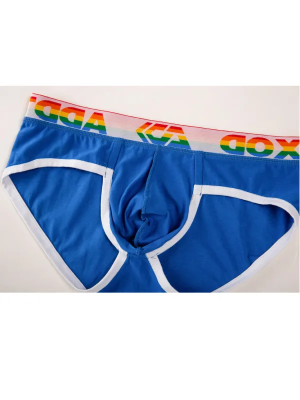 Sexy Men Underwear Rainbow Belt Multi Colored Youth Low Waist U Convex Pouch Brief Teenager Cotton Breathable Comfortable Bikini — image 10