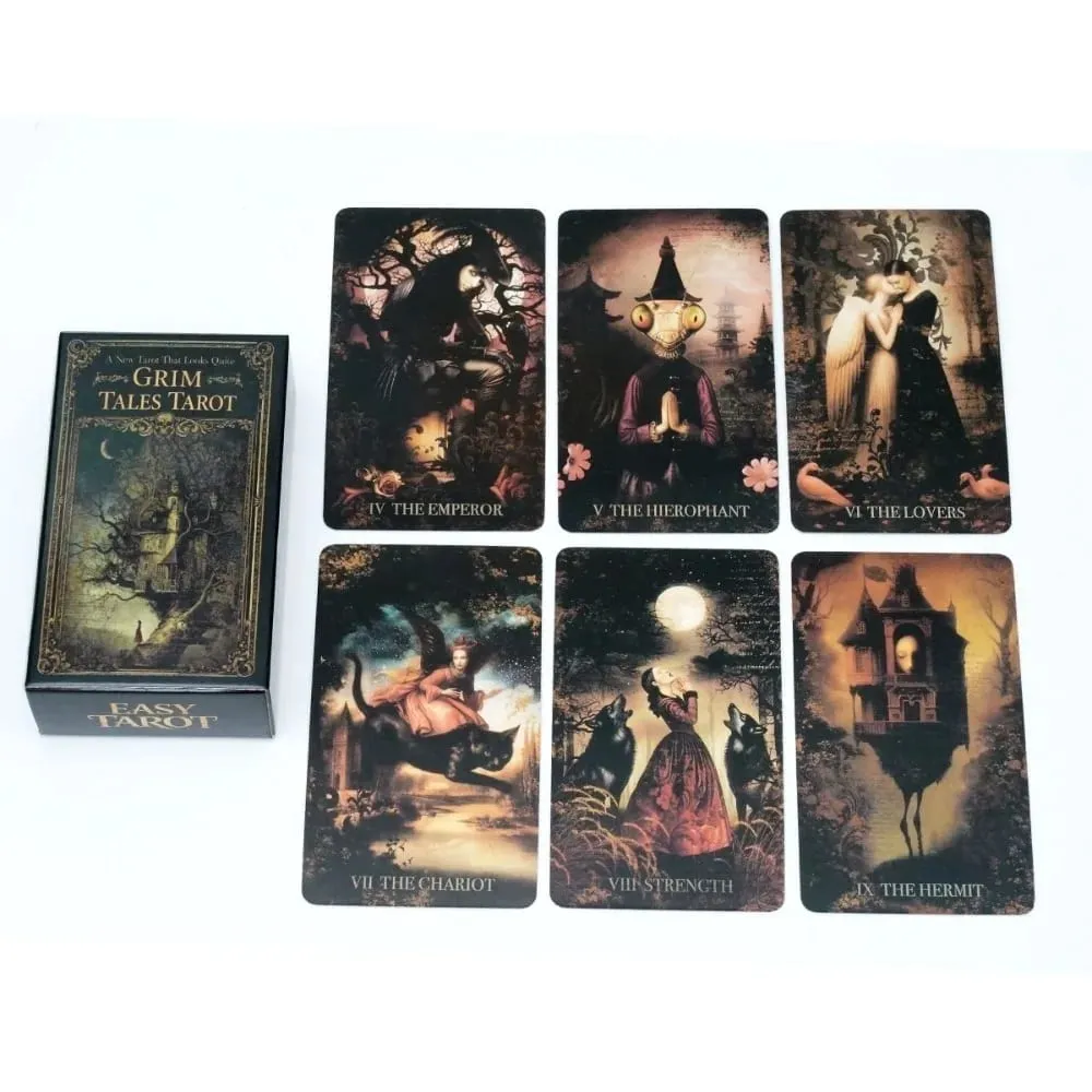 Grim Tales Tarot Deck - 10,3 * 6 cm 78 cartes RWS cartes de conte de fées gothiques pour le travail de l'ombre Dark Fantasy illustré — image 2