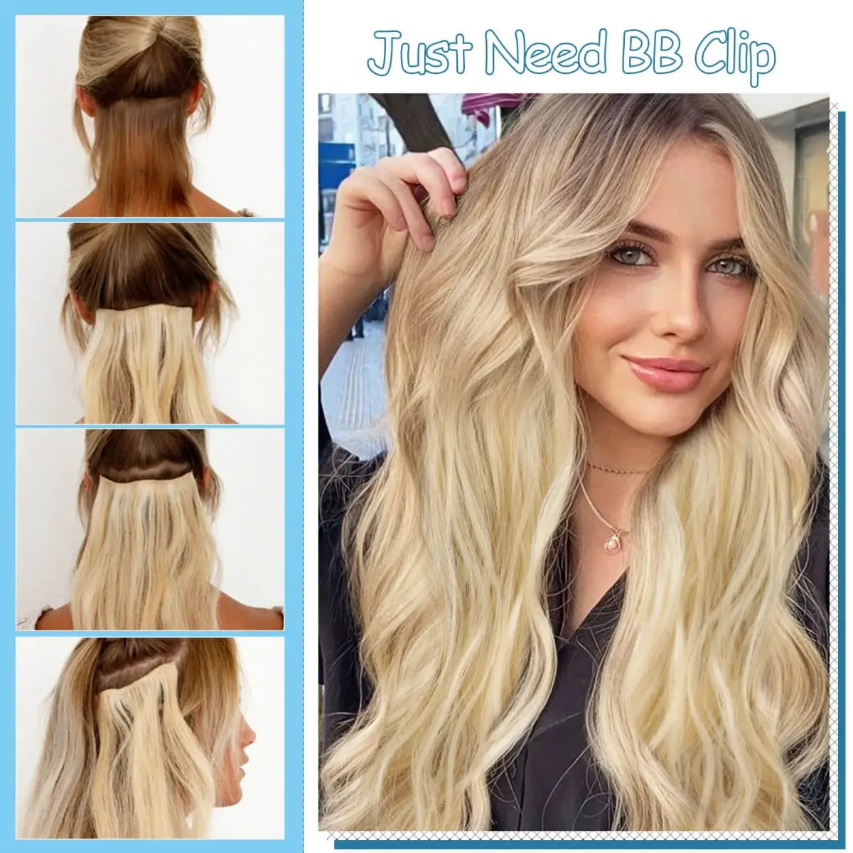 Synthetic Long Wavy Clip In Hair Extensions 20" Thick Hairpiece 6pcs/set For Women Brown Blonde Black Natural Fake Fiber Hair — image 5