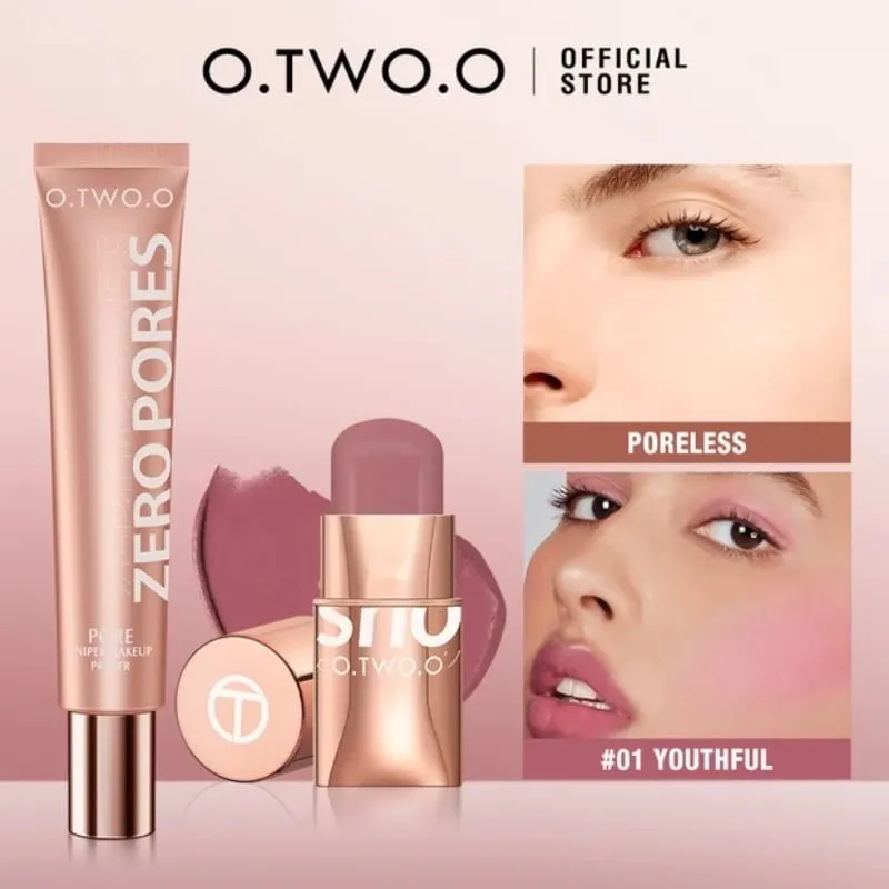 O.TWO.O 2pcs Makeup Set Multi Lipstick Blush Stick Face Primer Makeup Base Oil-Control Waterproof Lightweight Makeup for Women