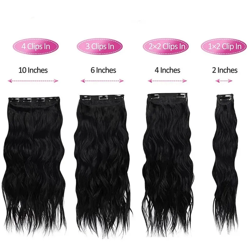 Extensions Long Synthetic Clip In Hair Wavy Clip In Hair Extensions 6Pcs/Set Piece Synthetic Ombre Blonde Brown Thick Hairpieces — image 4