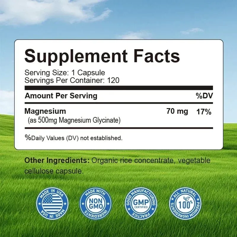 Magnesium Glycinate - Support Nerve Heart and Muscle Health Helps with Stress Sleep Quality Support Muscles Recovery — image 2