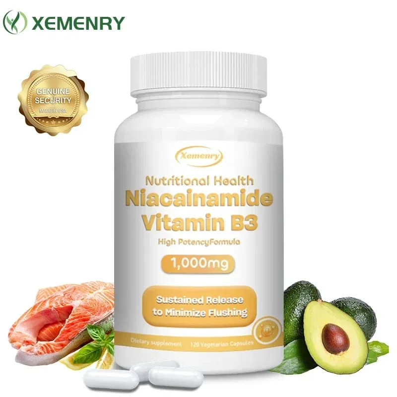 Niacinamide Vitamin B3 Capsules - Supports Skin Brain Function and Heart Health Boosts Energy and Improves The Immune System