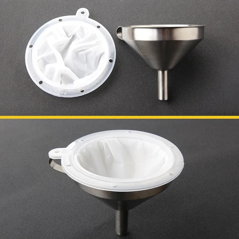 1pc 100/120/200/300/400/450 Mesh Nylon Filter Stainless Steel Funnel For Fruit Milk Traditional Chinese Medicine Oil White Wine — image 5