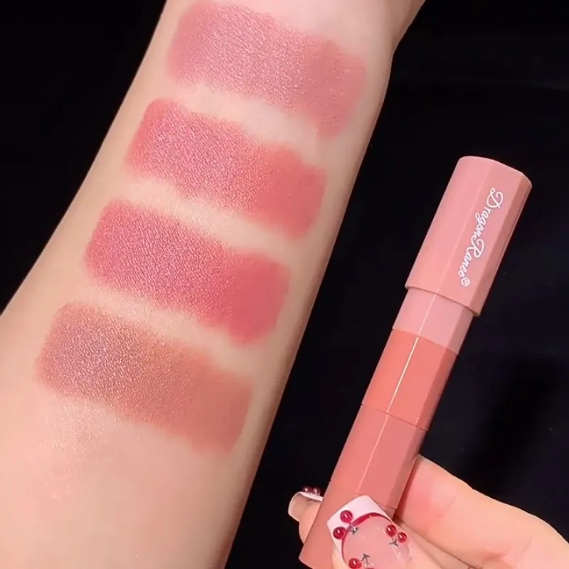 Set of 4pcs Lipstick Crayon Matte Velvet Four Lipstick Pens Mousse Nude Color Portable Mini Lipsticks 4 in 1 Lip Stick Makeup