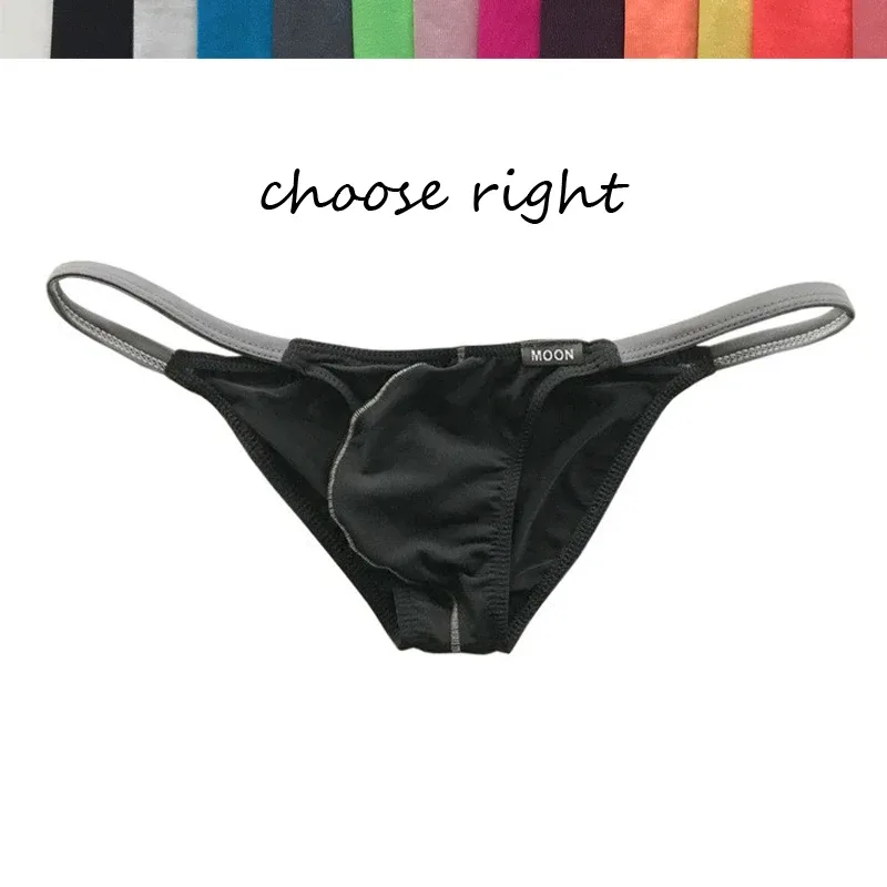 Men's Low-Waisted Color Contrast Briefs Ice Silk Protruding Translucent Stereoscopic Bag Sexy Underwear