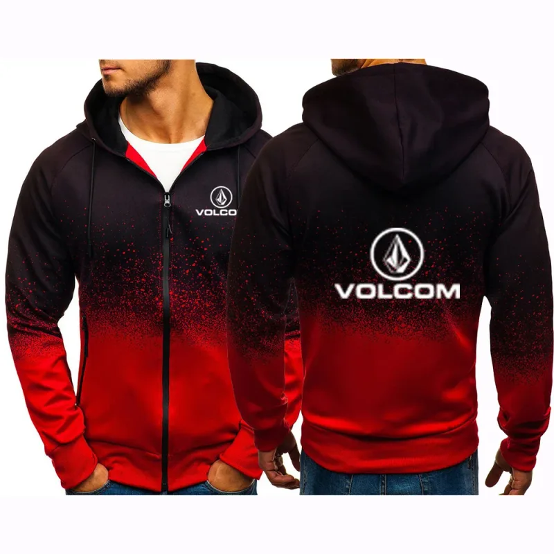 2025 Trendy Zipper Hoodies Spring And Autumn Man's New Gradient Color Hooded Coat VOLCOM Print Streetwear Jacket — image 3