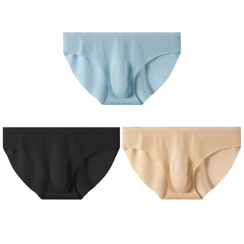 3 STK Herr sommar Cool Ice Silk Underkläder Ultratunna Sexiga genomskinliga triangeltrosor Bekväma ventilerande kalsonger Underkläder