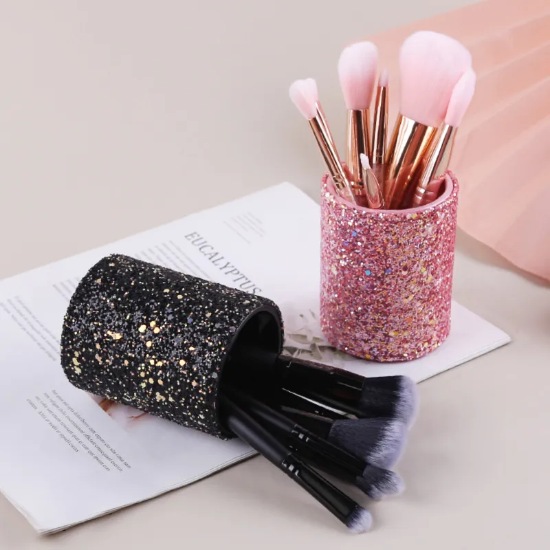 Makeup Brush Holder Organizer Crystal Vanity Decor Bling Personalized Comb Brushes Pen Storage Box Container — image 4