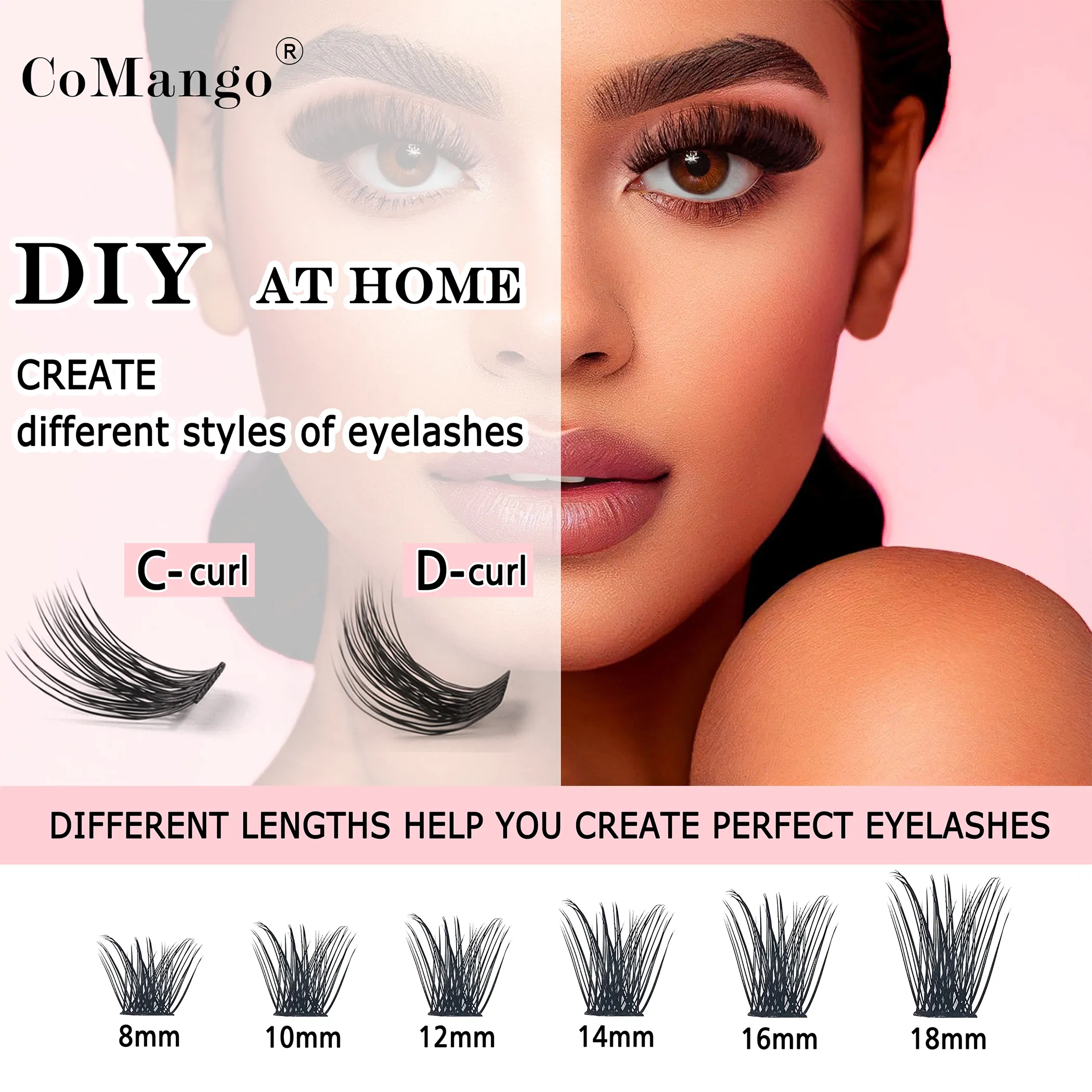 144pcs Loose Lash Segmented Cluster Individual Russian Wispy C/D Curl Cluster Lashes Extension DIY At Home