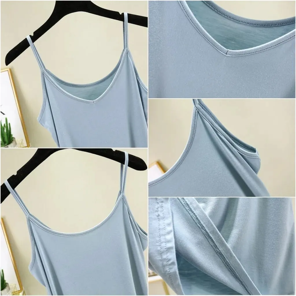 Spaghetti Strap tops Women Halter V Neck Camis Tank Solid color basic sleeveless Camisole Top — image 7