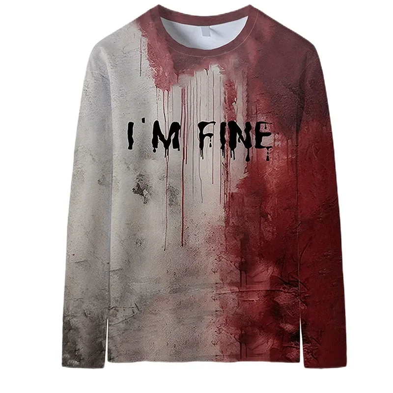 Sweatshirt Grafik Darah Keganasan Rekaan Pesta Halloween Pakaian Wanita Saya Baik Berdarah Wanita Sweater Wanita Seram Pullover Y2k — image 15