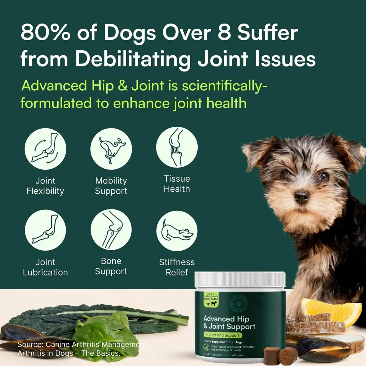 Geavanceerd hondenheup- en gewrichtssupplement voor honden van kleine en middelgrote rassen - Glucosamine Chondroïtine Omega 3 MSM Groenlipmossel — image 3