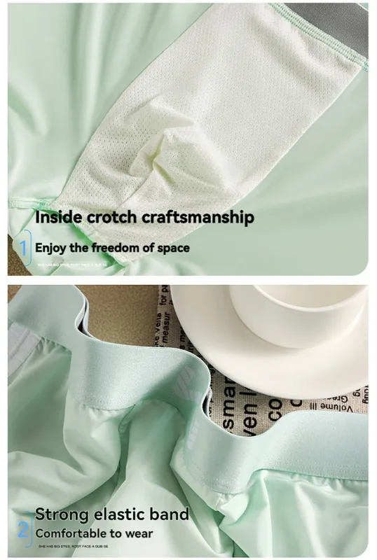 3PCS/Pack Ice Silk Breathable Antibacterial Mesh Men's Underpants Large Space Pouch Panties High Elastic Waistband Boxer Homme — image 11